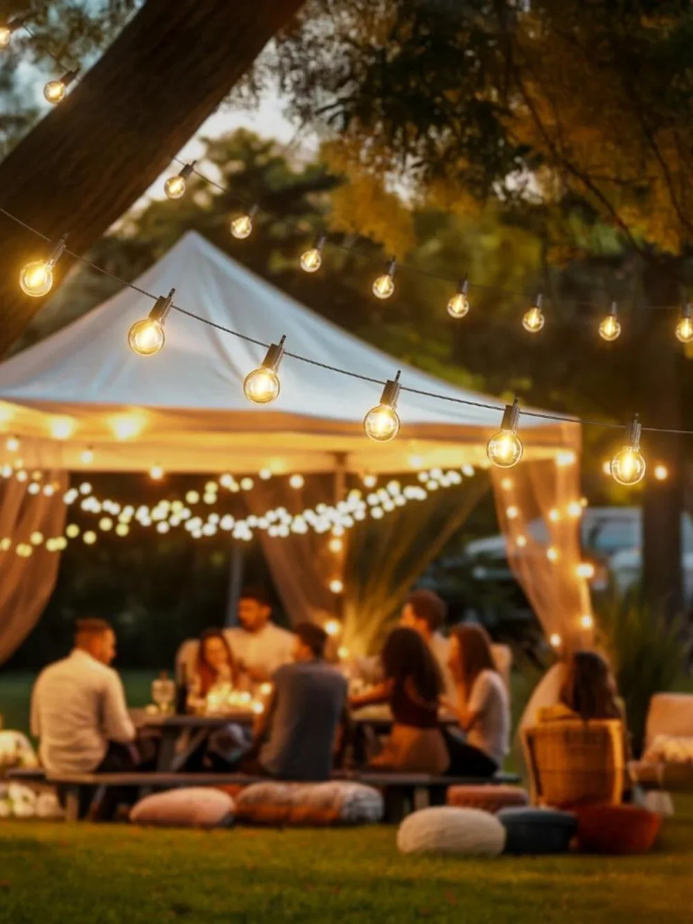 Dimmable 29ft Outdoor String Lights with 13 Bulbs - Perfect Patio & Party Decor
